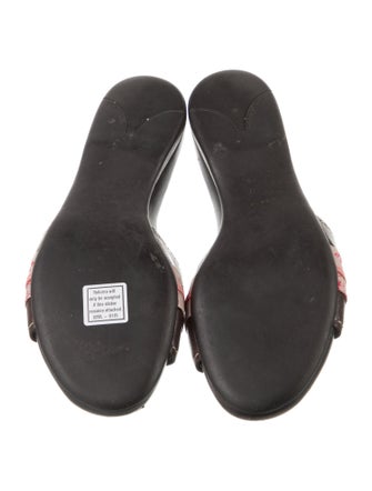 Prada Leather Floral Print Slides