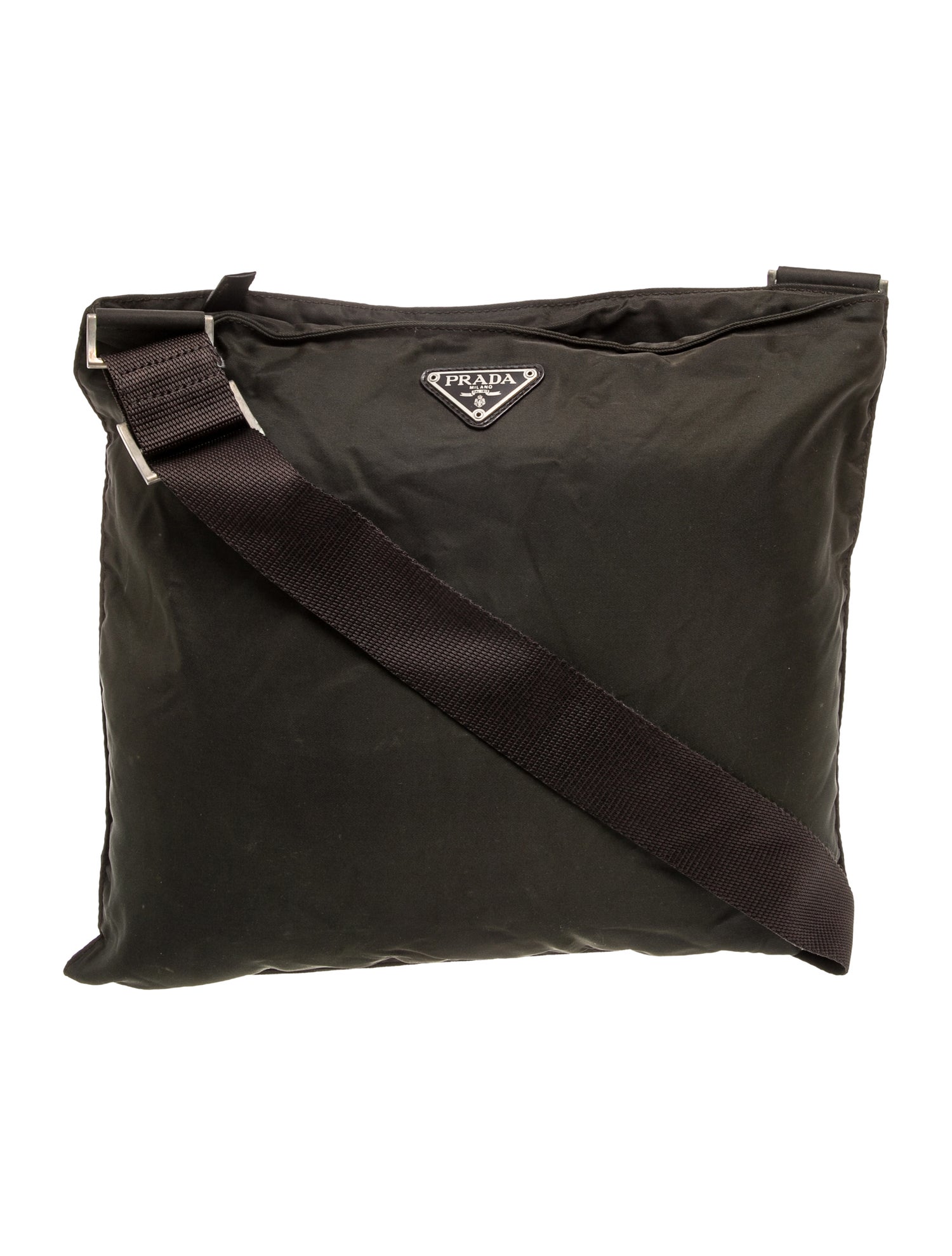 Prada Enameled Metal Triangle Messenger Bag Vintage