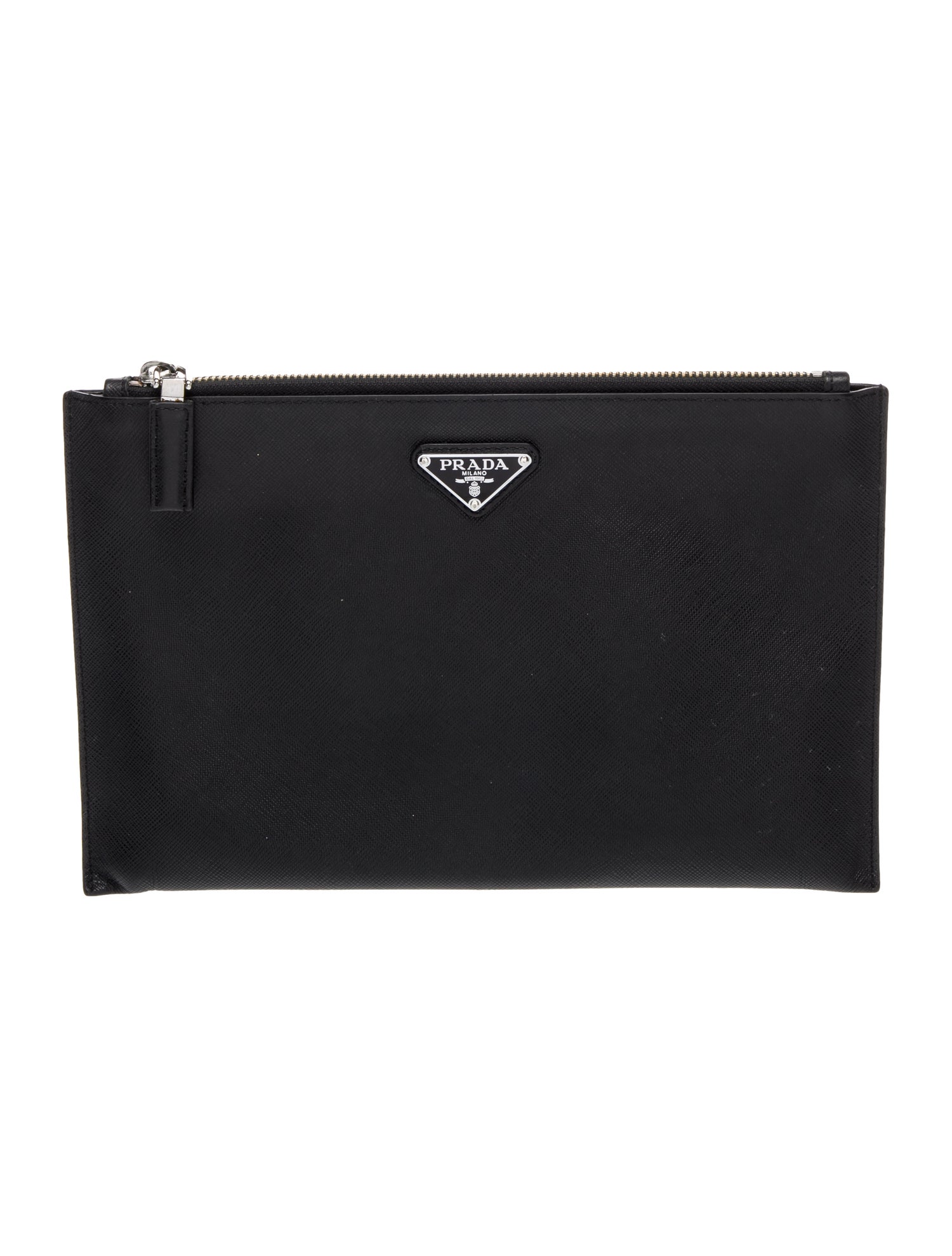 Prada Enameled Metal Triangle Portfolio