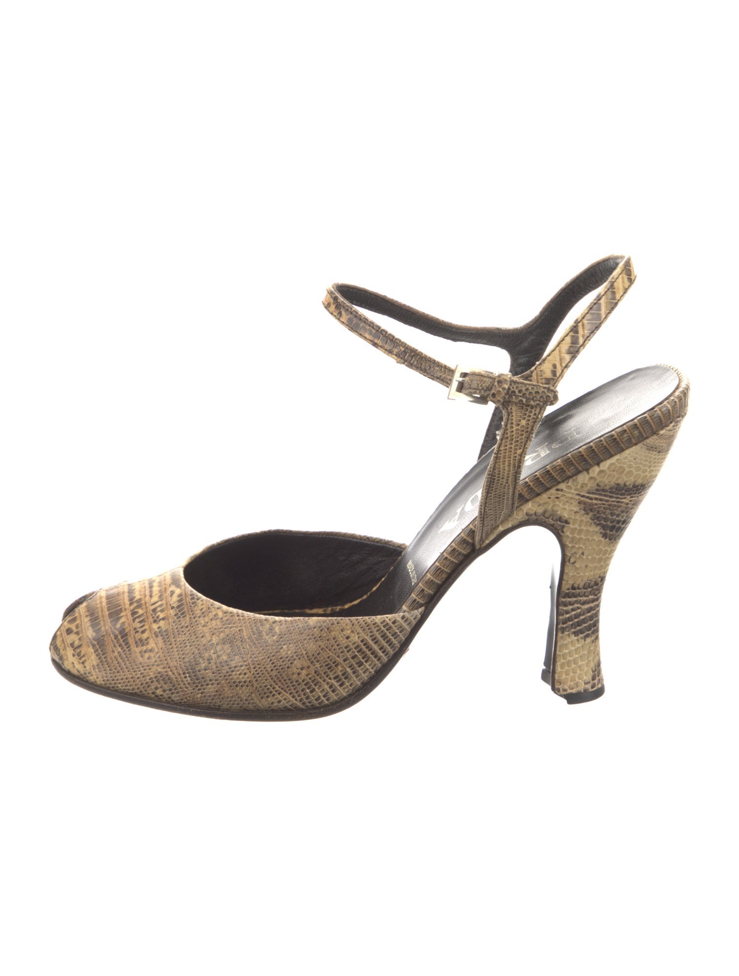 Prada Leather Animal Print Slingback Pumps