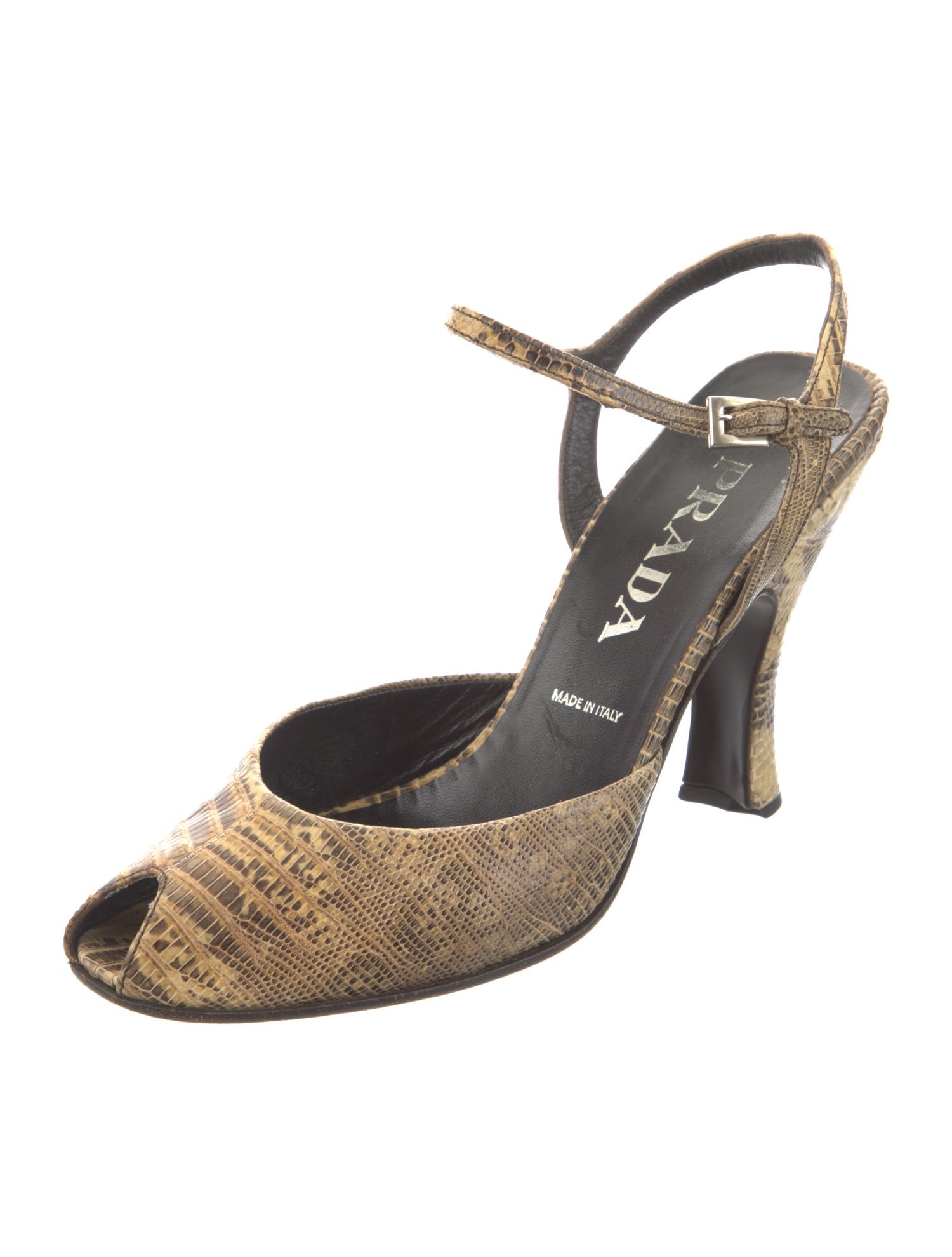 Prada Leather Animal Print Slingback Pumps