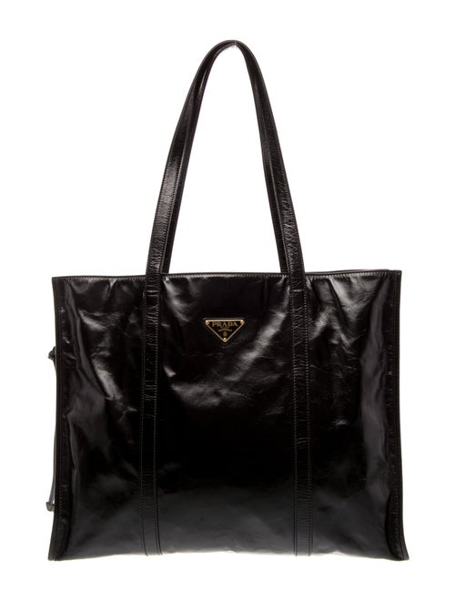 Prada Enameled Metal Triangle Antique Tote Large