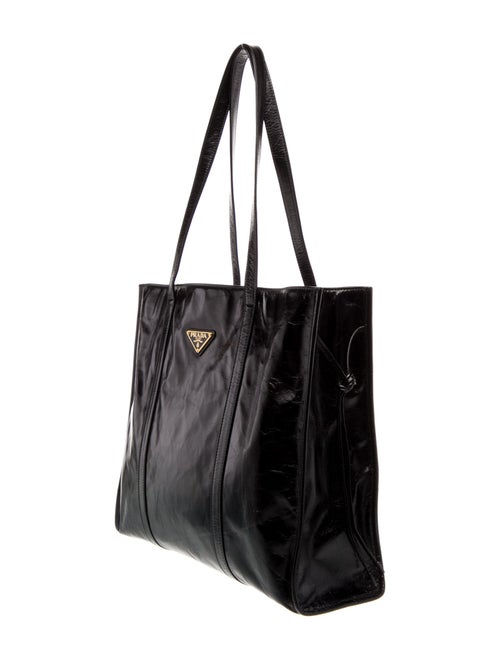 Prada Enameled Metal Triangle Antique Tote Large