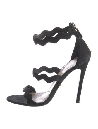 Prada Suede Scalloped Accent Sandals