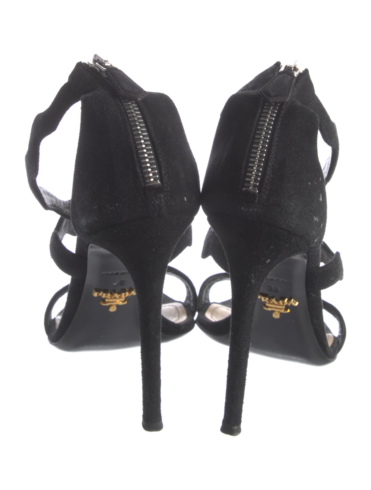 Prada Suede Scalloped Accent Sandals