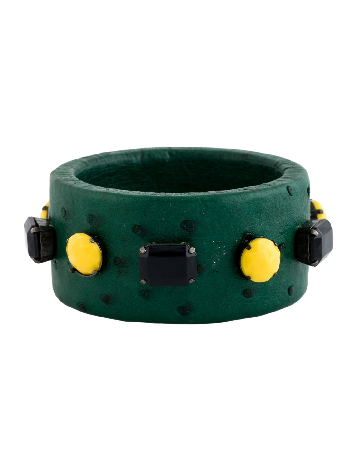 Prada Ostrich Leather & Resin Bangle Bracelet