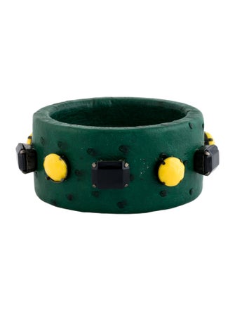 Prada Ostrich Leather & Resin Bangle Bracelet