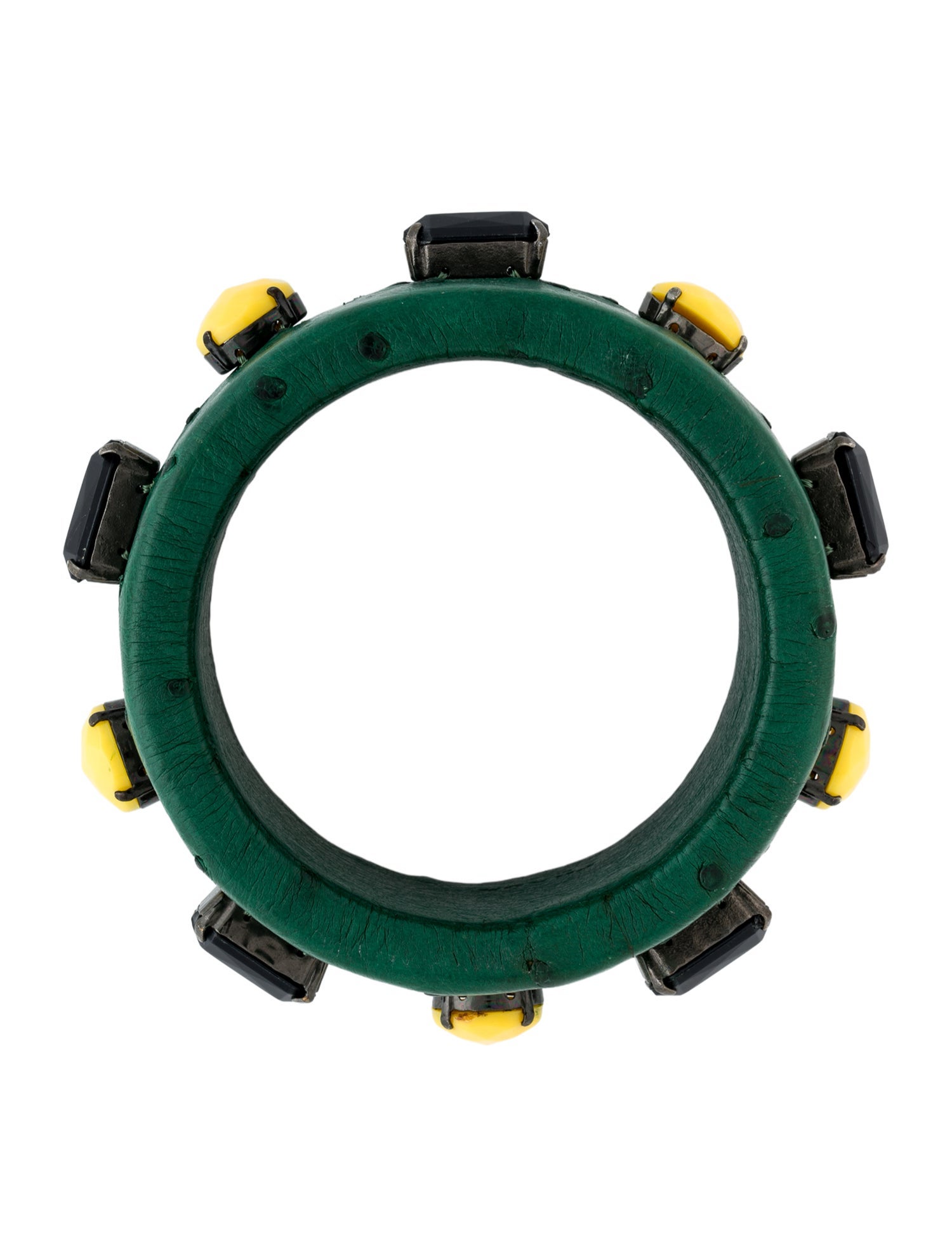 Prada Ostrich Leather & Resin Bangle Bracelet