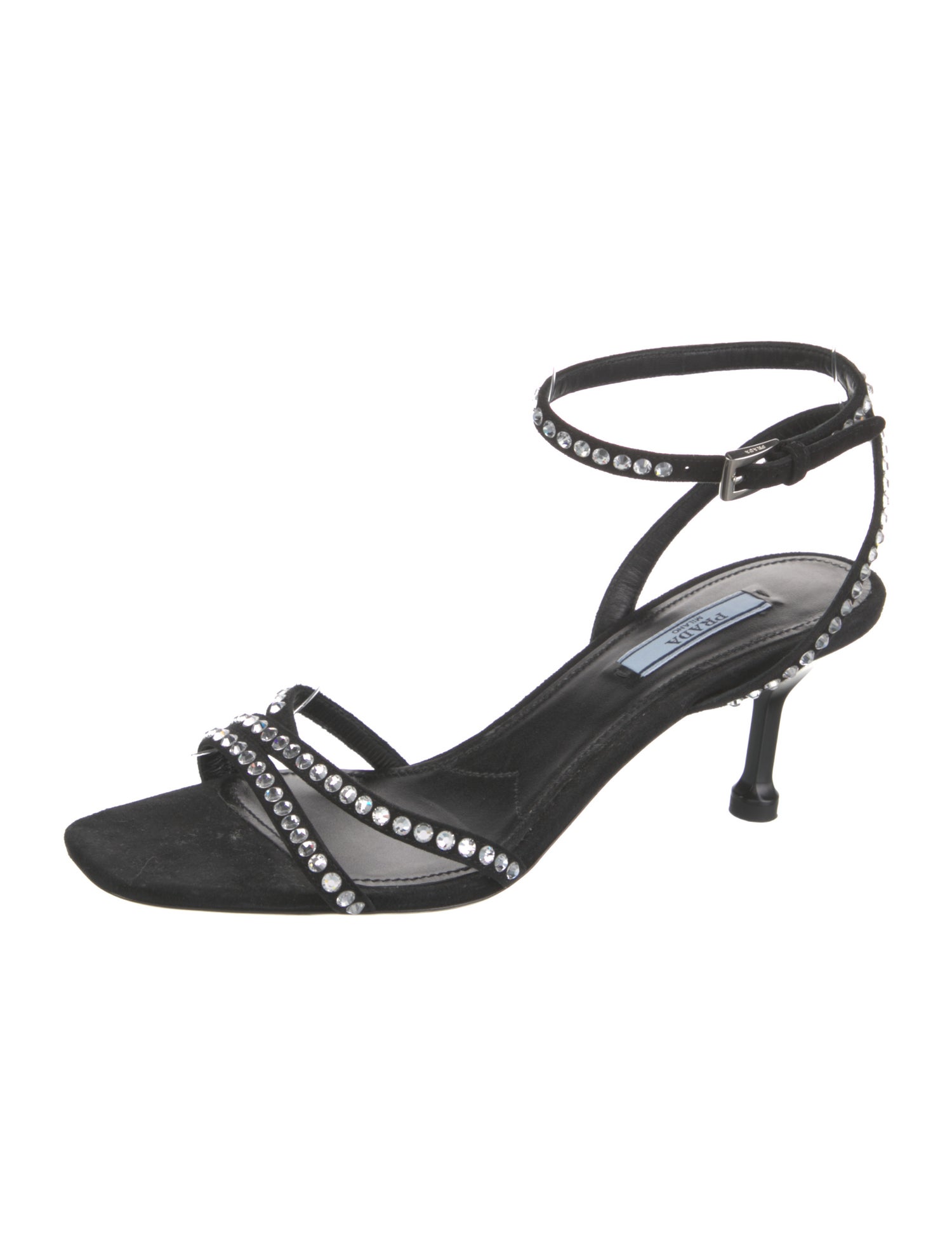 Prada Satin Crystal Embellishments Sandals