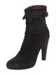 Prada Suede Embroidered Accent Lace-Up Boots