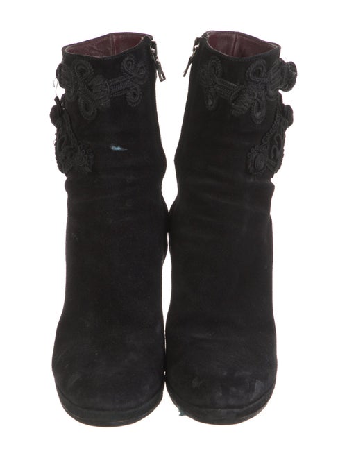 Prada Suede Embroidered Accent Lace-Up Boots