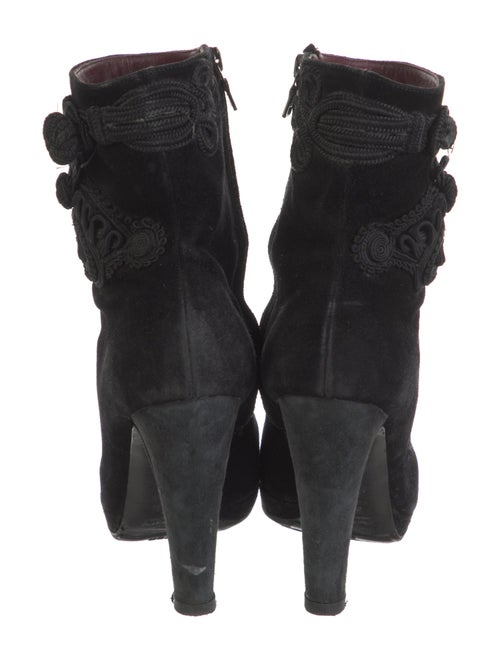 Prada Suede Embroidered Accent Lace-Up Boots