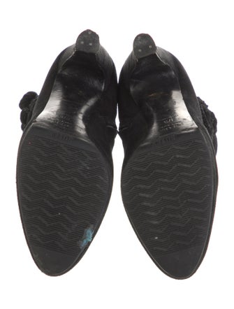 Prada Suede Embroidered Accent Lace-Up Boots