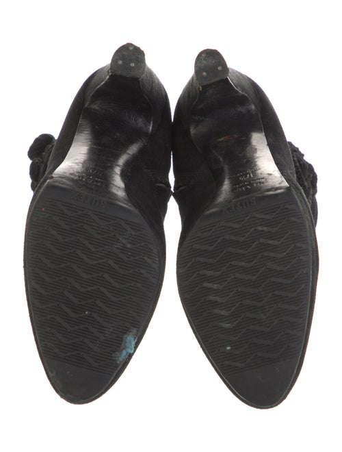 Prada Suede Embroidered Accent Lace-Up Boots