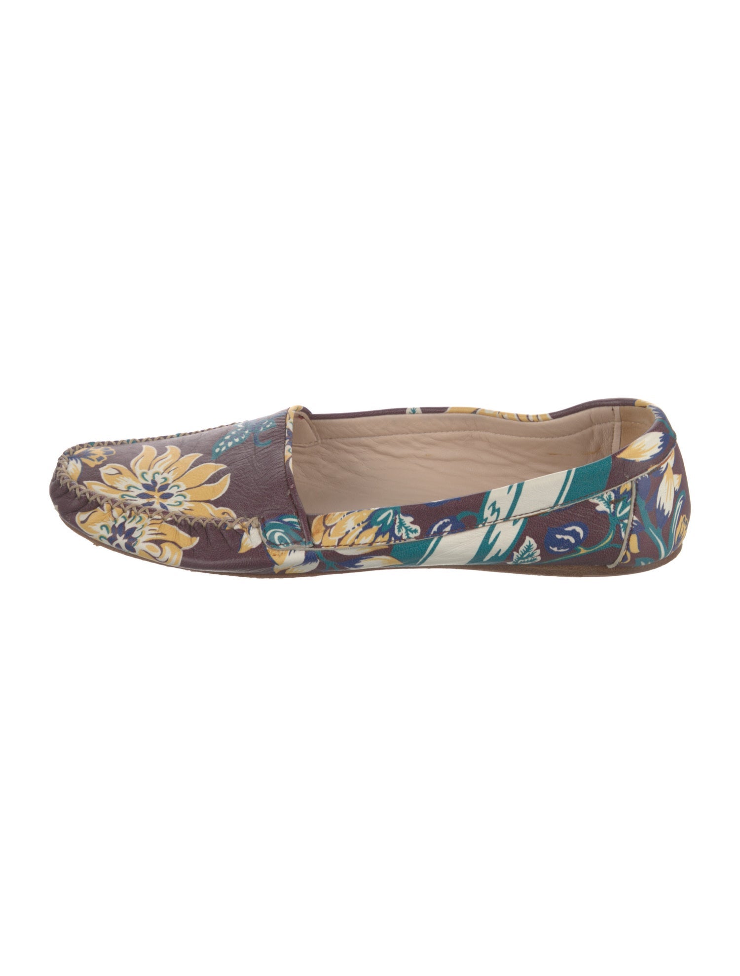 Prada Leather Printed Ballet Flats