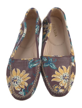 Prada Leather Printed Ballet Flats