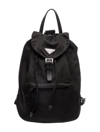 Prada Enameled Metal Triangle Backpack