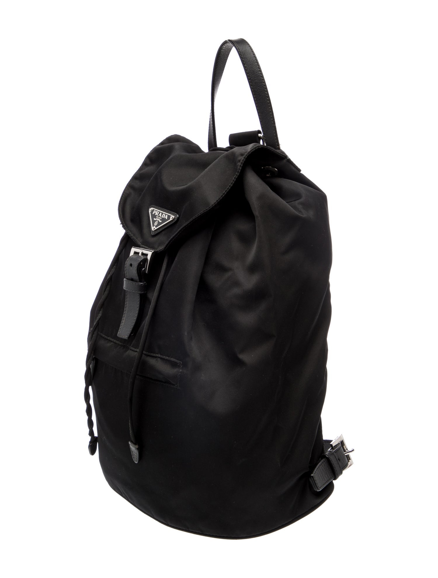 Prada Enameled Metal Triangle Backpack