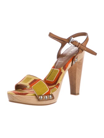Prada Canvas Printed Sandals