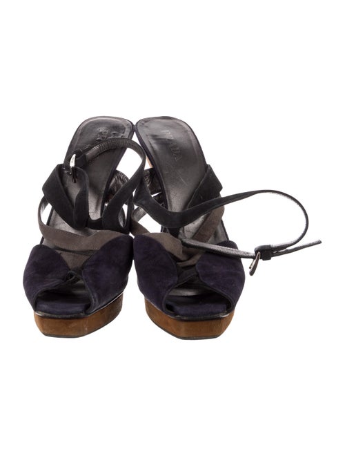 Prada Suede Colorblock Pattern Slingback Sandals