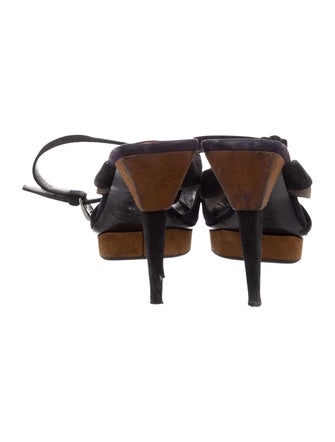 Prada Suede Colorblock Pattern Slingback Sandals