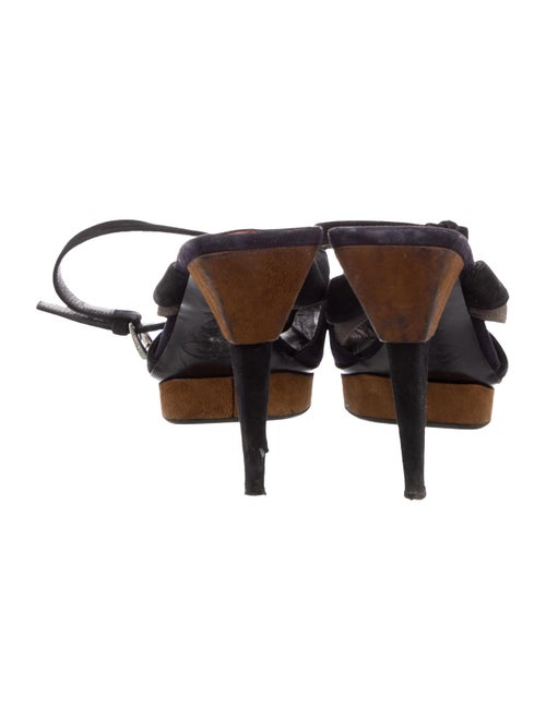 Prada Suede Colorblock Pattern Slingback Sandals