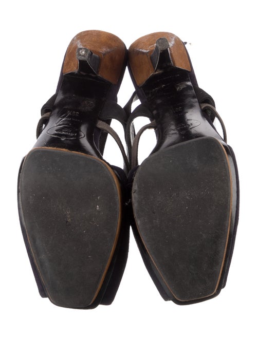 Prada Suede Colorblock Pattern Slingback Sandals