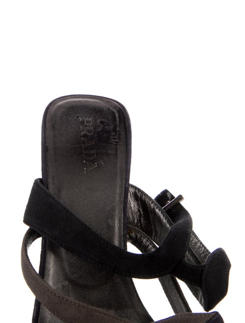 Prada Suede Colorblock Pattern Slingback Sandals