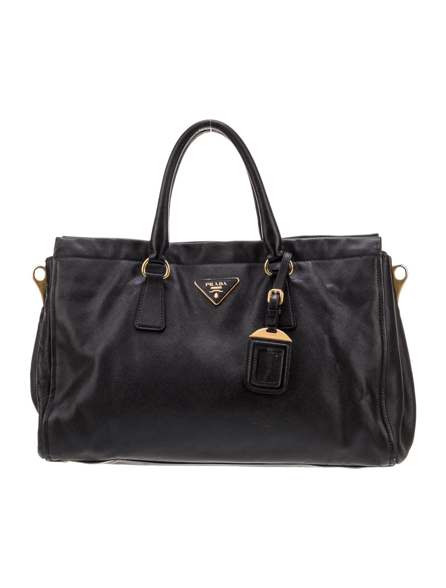 Prada Enameled Metal Triangle Galleria Tote