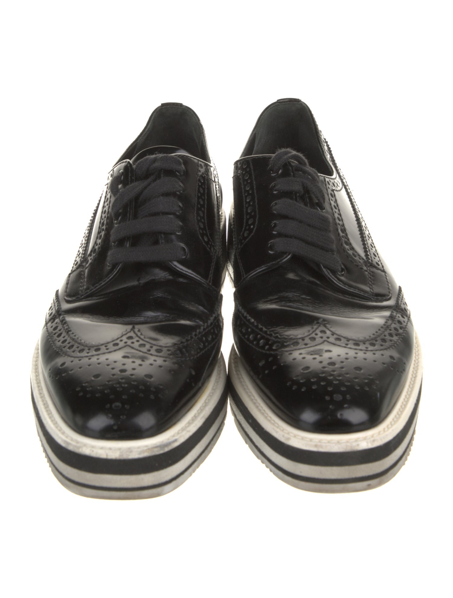 Prada Patent Leather Lasercut Accents Oxfords