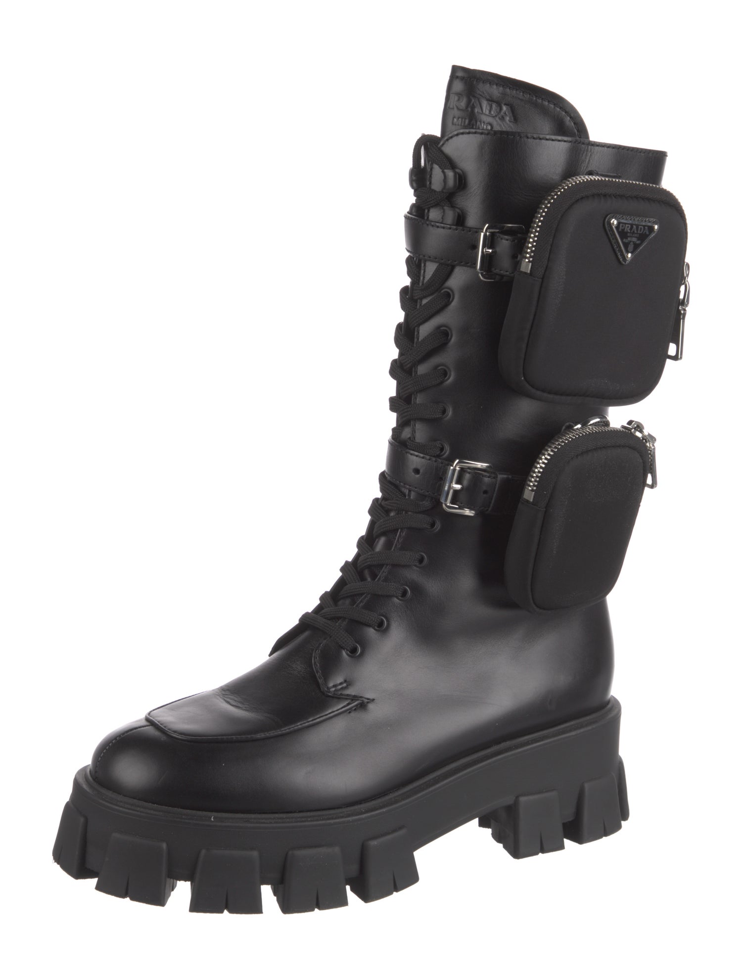 Prada Leather Combat Boots