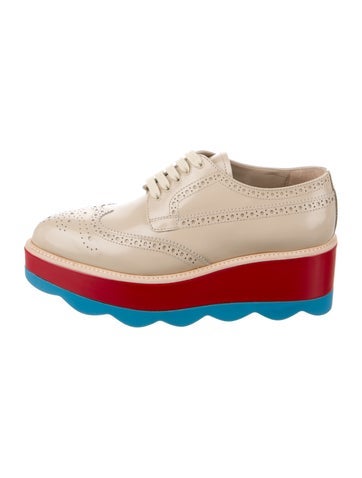 Prada Sneakers Leather Colorblock Pattern Wedge IT 36 | 6