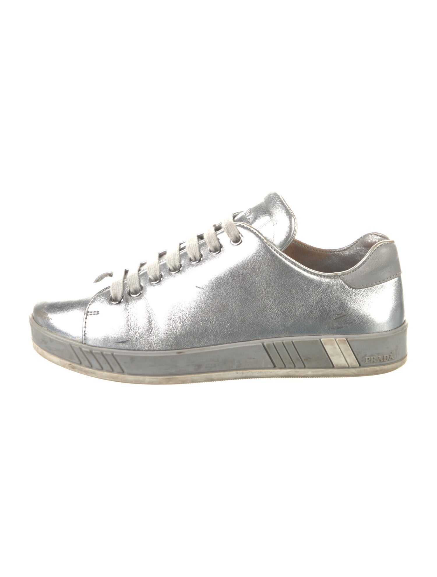 Prada Signature Logo Leather Sneakers