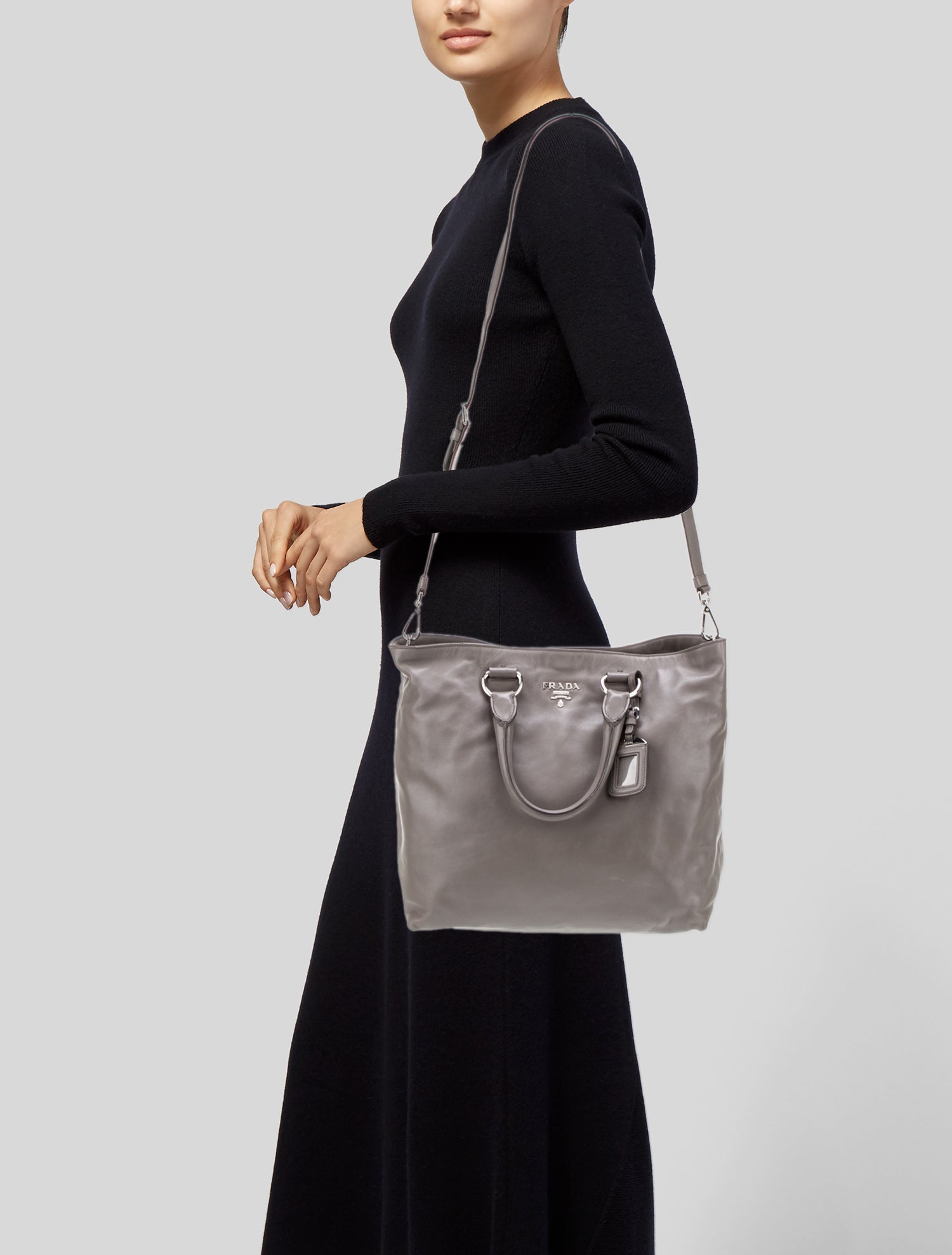 Prada Enameled Metal Triangle Bauletto