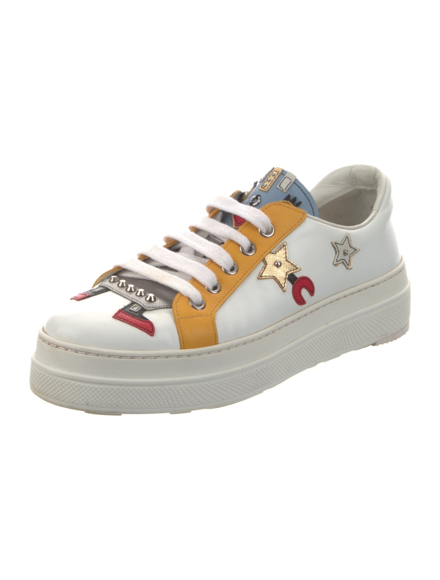 Prada Leather Printed Sneakers