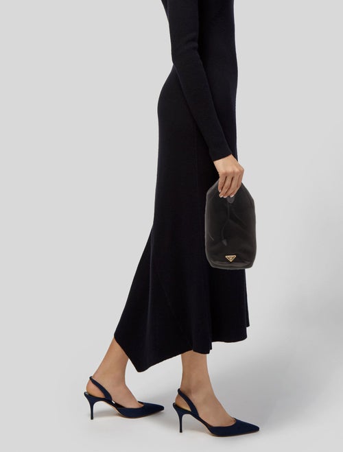 Prada Enameled Metal Triangle Bucket Bag