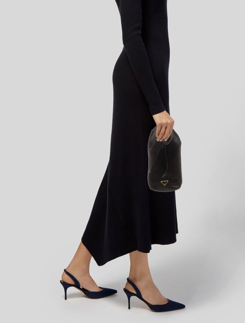 Prada Enameled Metal Triangle Bucket Bag