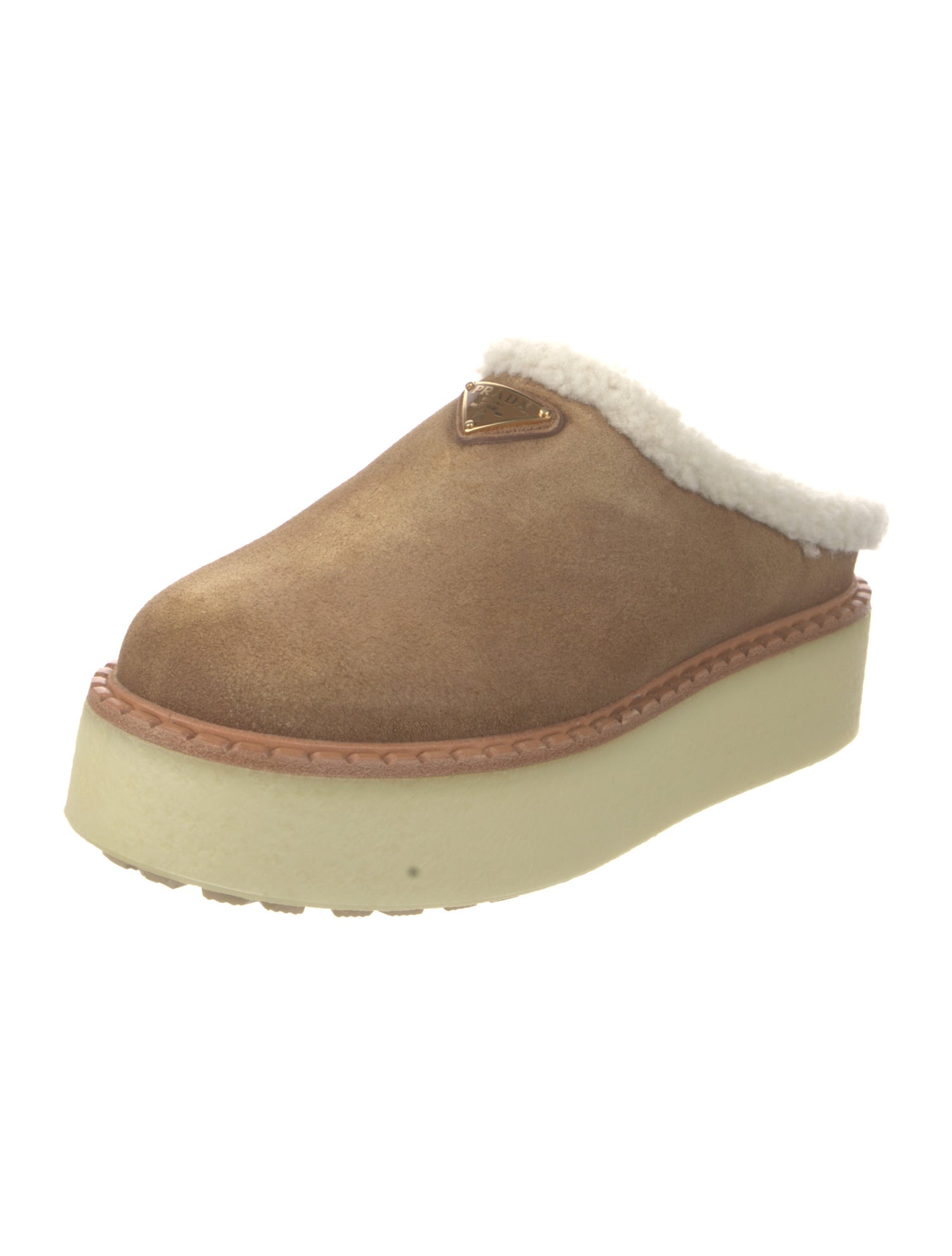 Prada Suede Fur Trim Mules