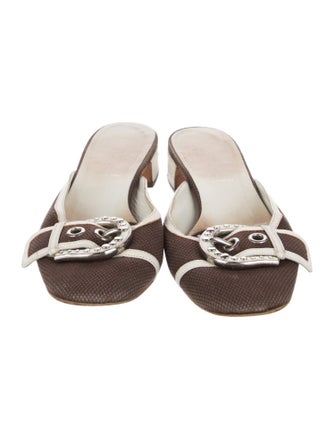 Prada Colorblock Pattern Leather Trim Embellishment Mules