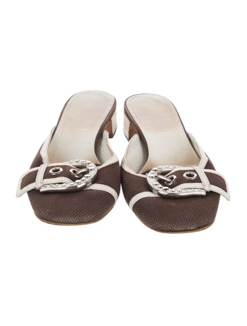 Prada Colorblock Pattern Leather Trim Embellishment Mules