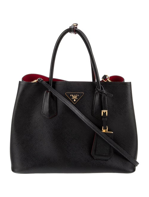 Prada Saffiano Cuir Leather Double Bag Medium