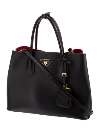 Prada Saffiano Cuir Leather Double Bag Medium