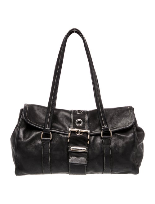 Prada Enameled Metal Triangle Buckle Bag