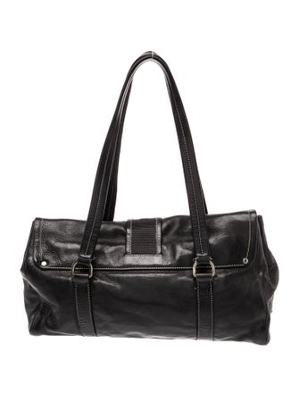 Prada Enameled Metal Triangle Buckle Bag