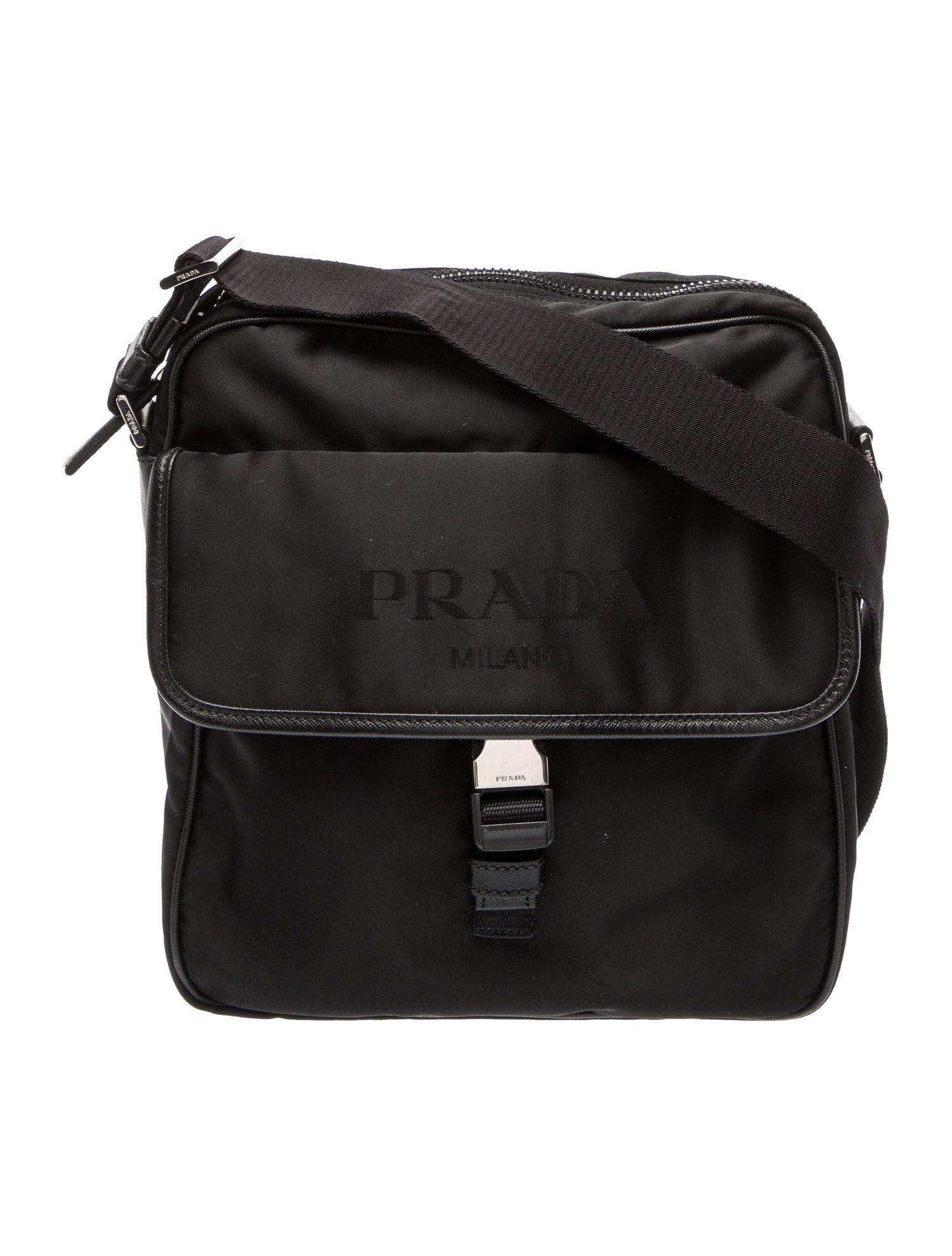 Prada Enameled Metal Triangle Messenger Bag