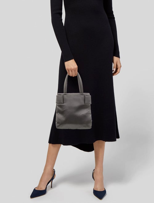 Prada Enameled Metal Triangle Top Handle Bag