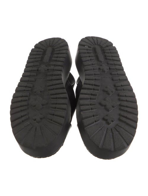 Prada Enameled Metal Triangle Leather Slingback Sandals