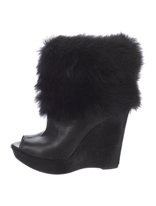 Prada Leather Fur Trim Boots