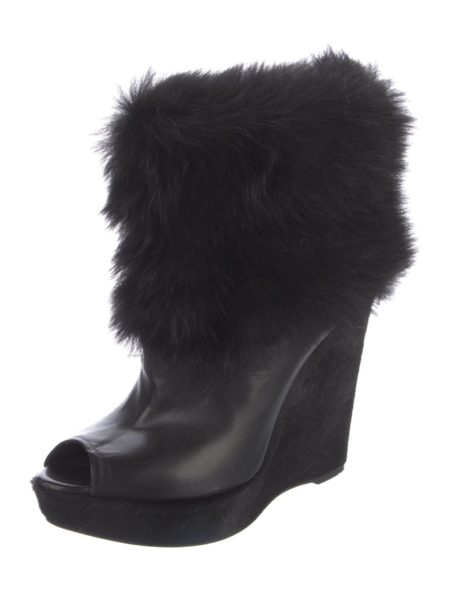 Prada Leather Fur Trim Boots