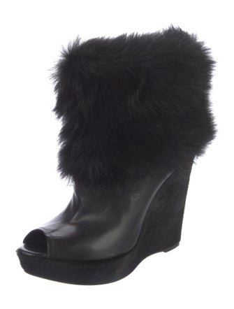 Prada Leather Fur Trim Boots